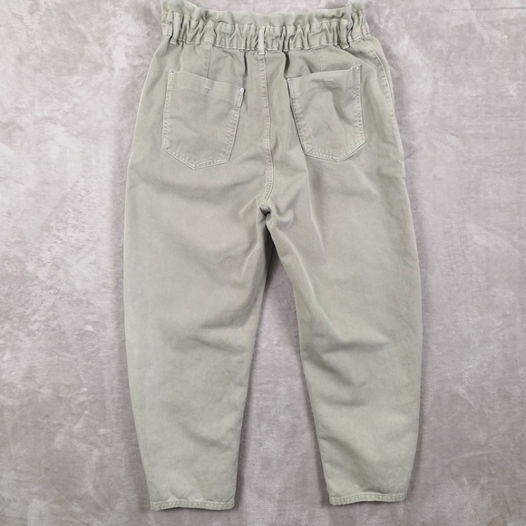 Zara Paperbag High Waist Baggy Khaki Green Jeans Size 12 - Picture 3 of 16